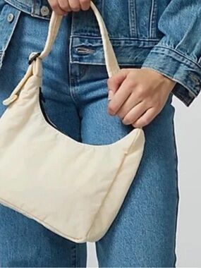 BAGGU Mini Nylon Shoulder Hobo Bag Ivory